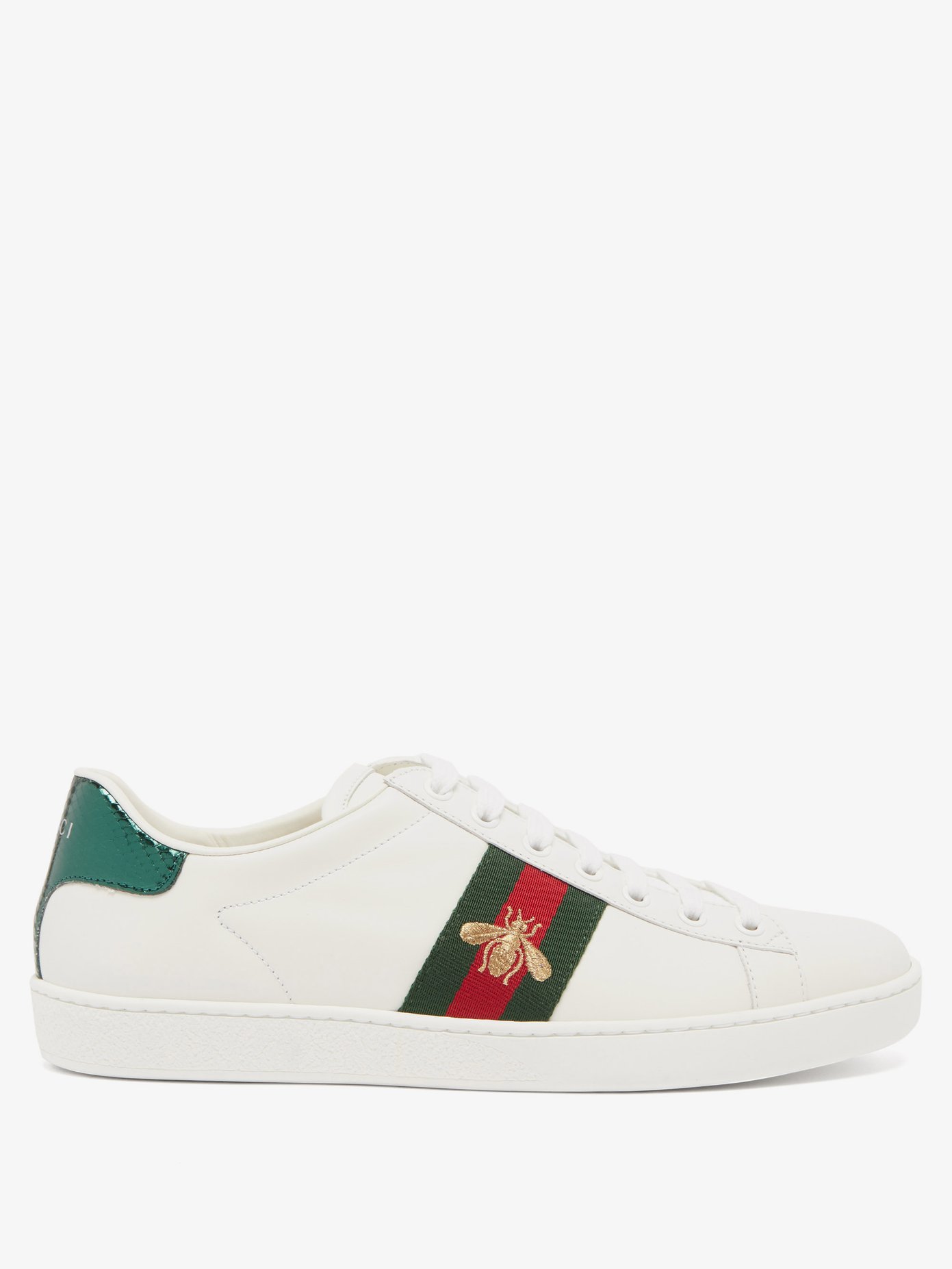 Ace bee-embroidered low-top leather 