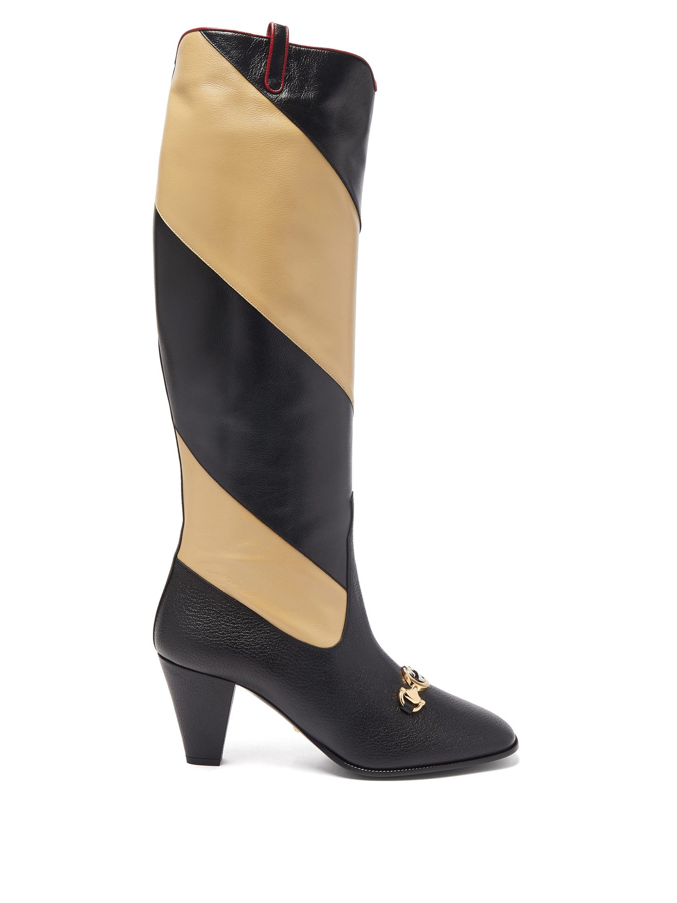 gucci stripe leather boot