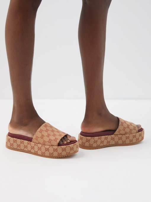 GG canvas flatform sandals | Gucci 
