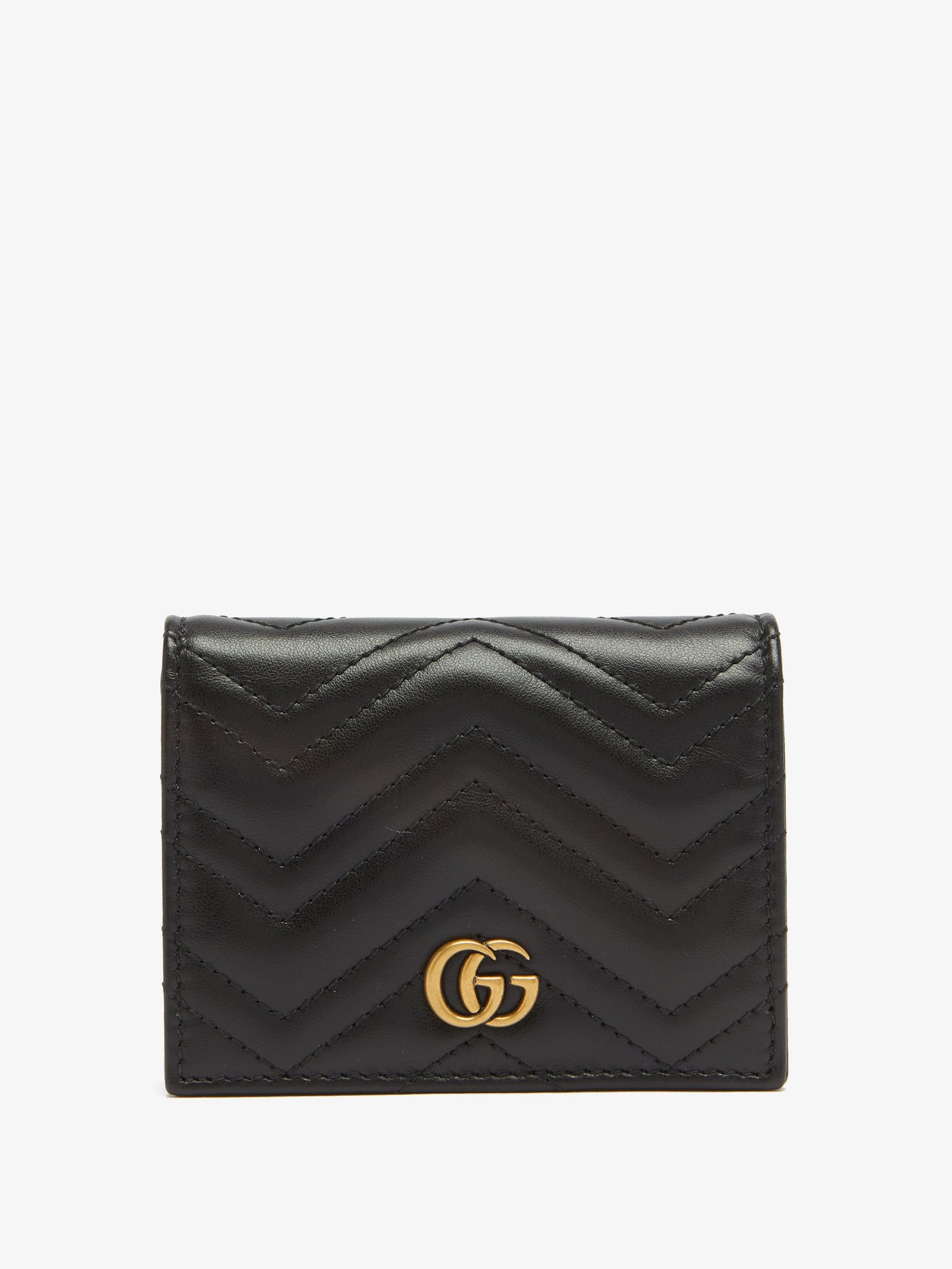 22SS 구찌 GG 마몽 반지갑, 퀼팅 Gucci Black GG Marmont quilted-leather wallet