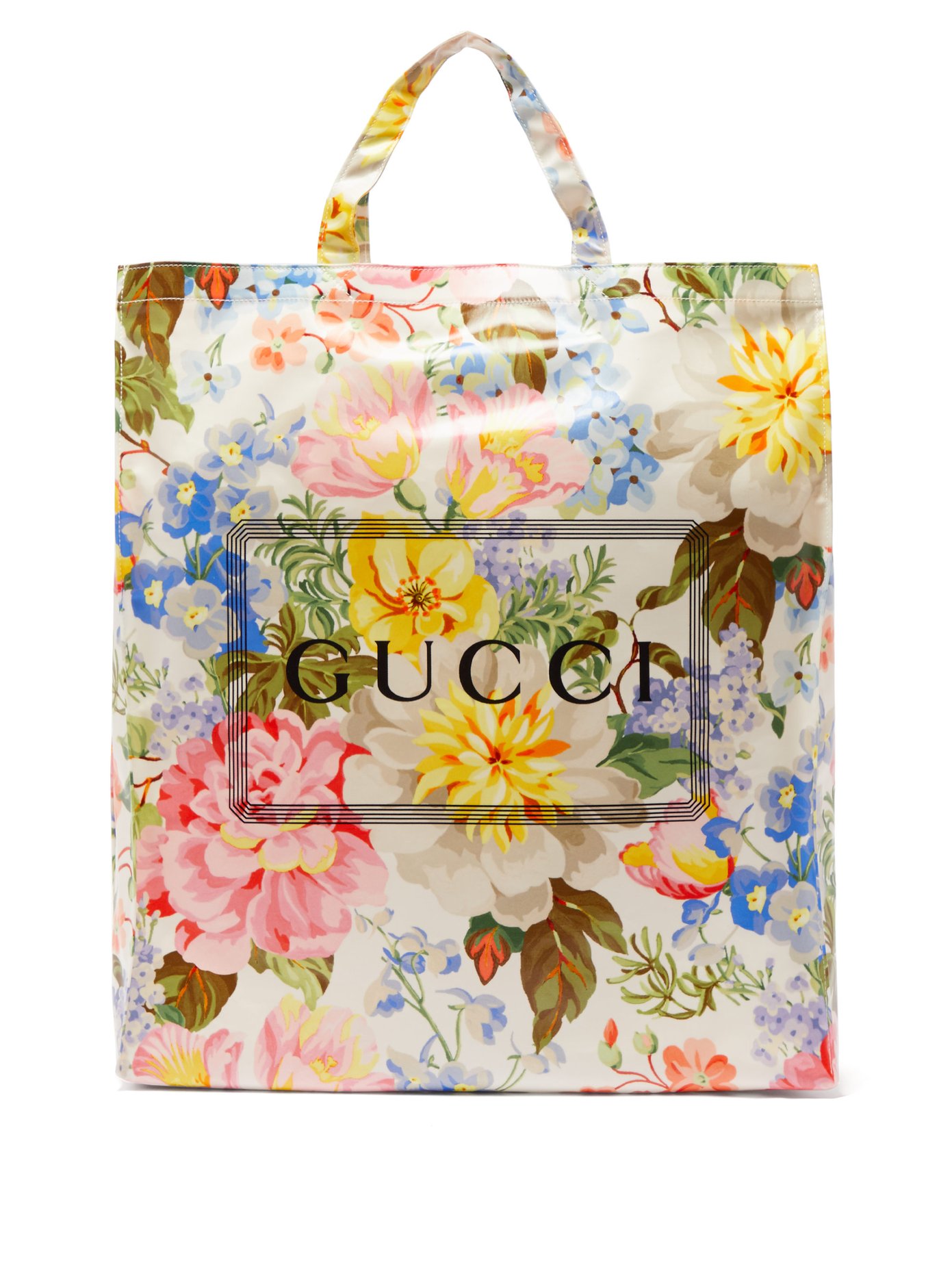Floral-print coated-cotton tote bag 