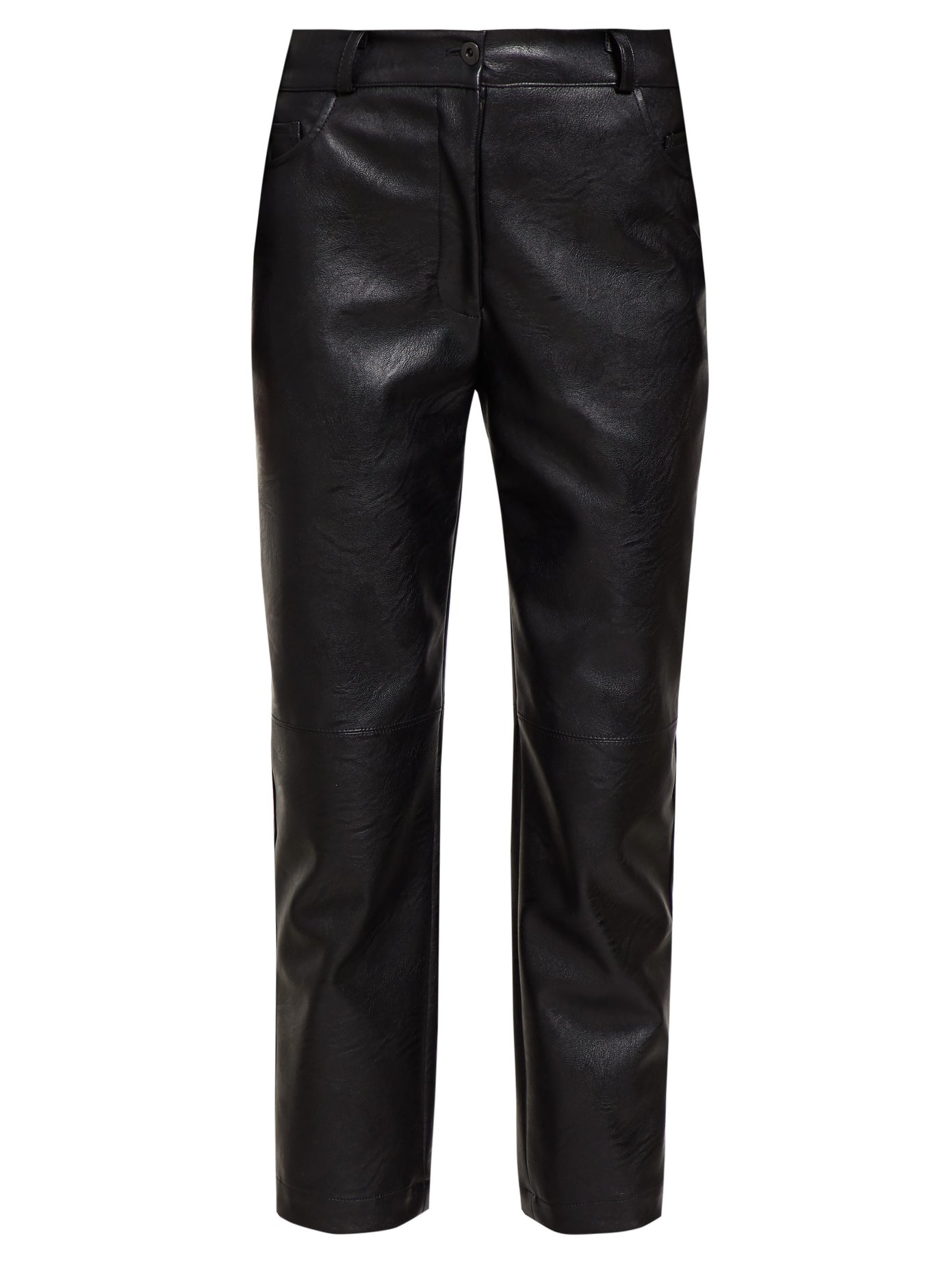 straight leg faux leather pants