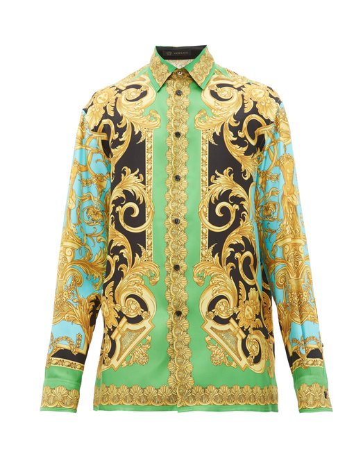 Baroque-print silk-twill shirt 