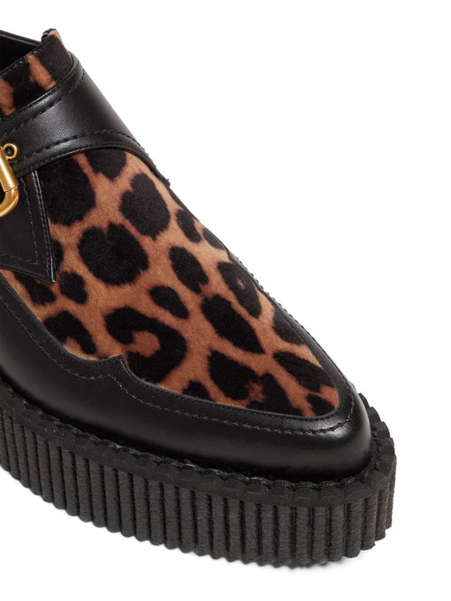 Buckled leopard-print faux-leather 