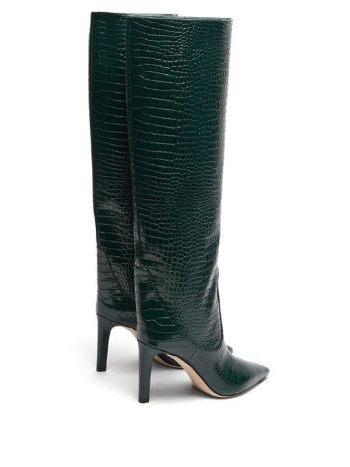 Mavis 85 crocodile-effect leather boots 