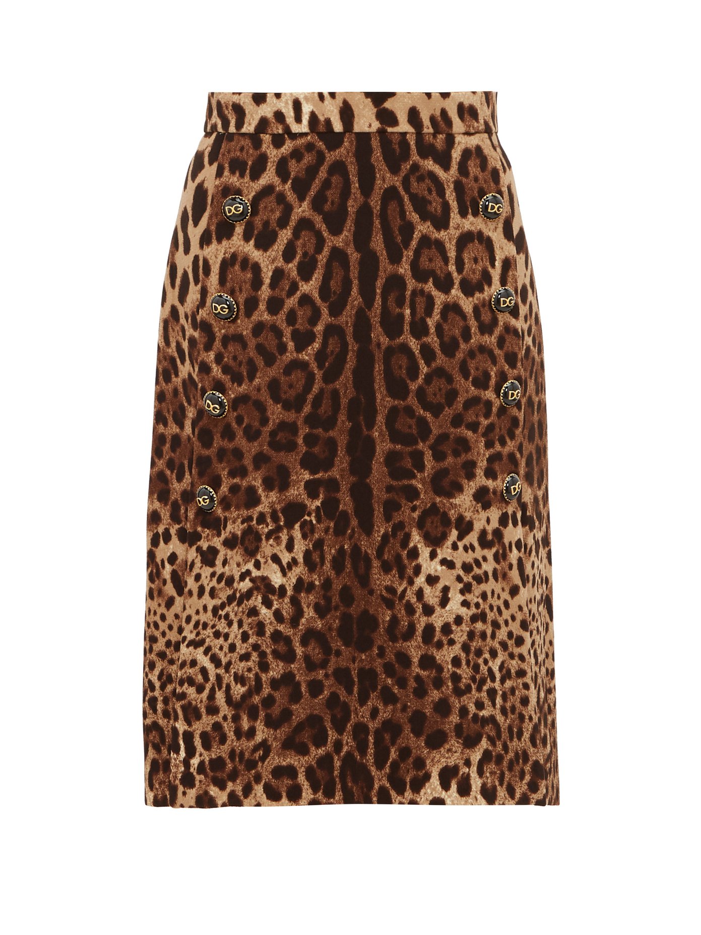 Leopard-print wool-crepe midi skirt 