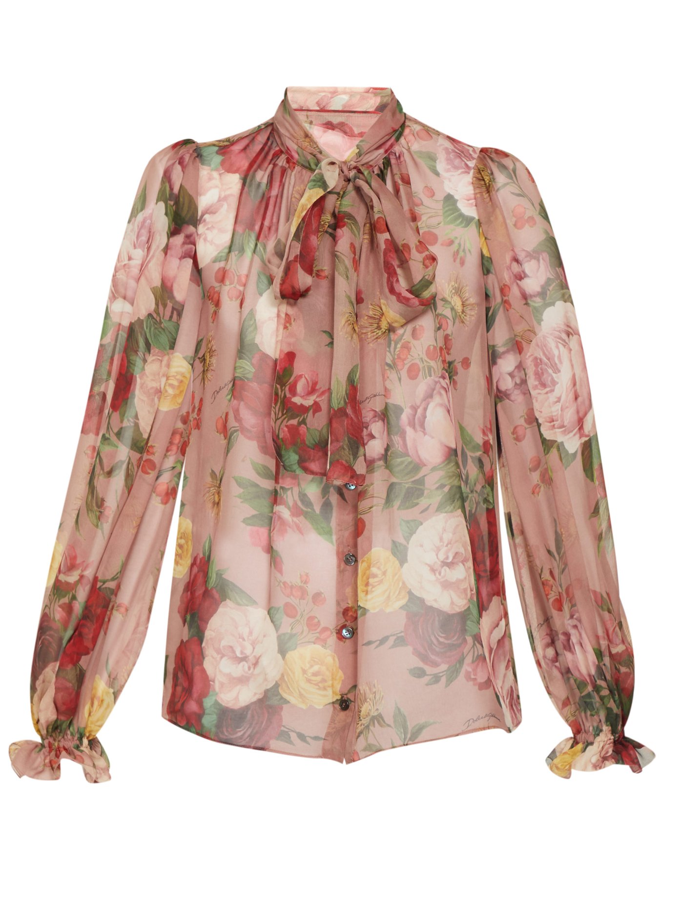 Floral pussy-bow silk blouse | Dolce 