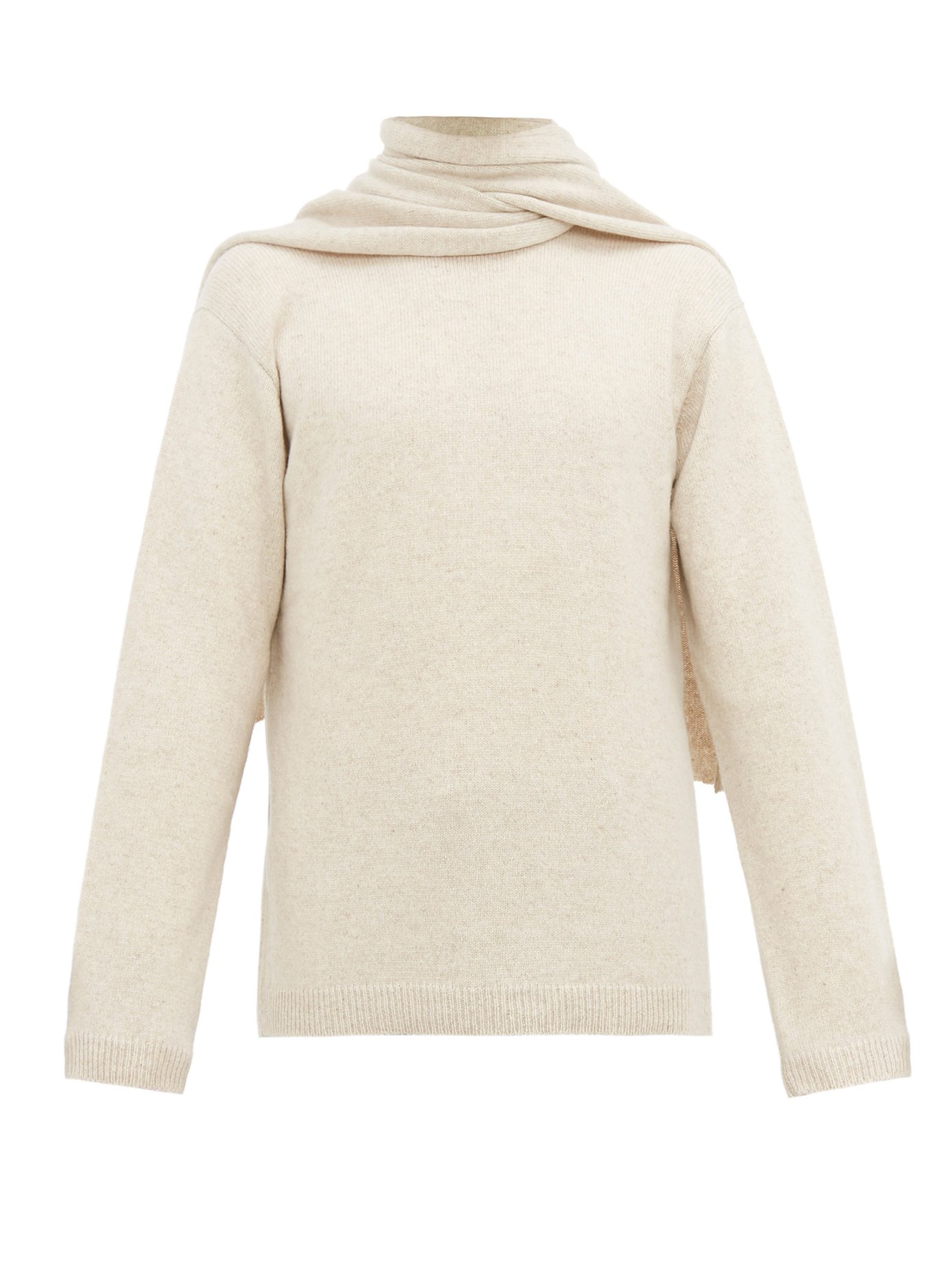 Scarf-neck cashmere sweater | Deveaux 