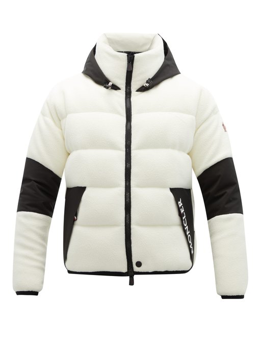 Hooded quilted-down fleece ski jacket 