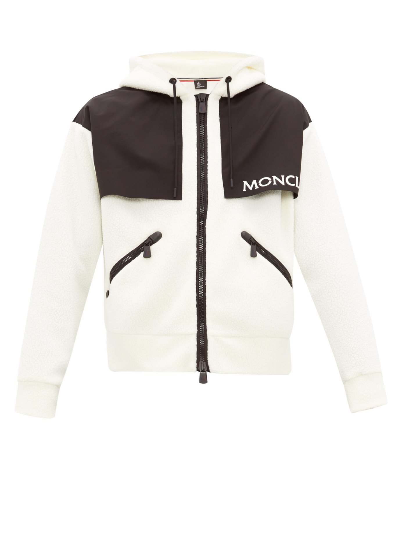 Hooded logo-print fleece ski jacket 