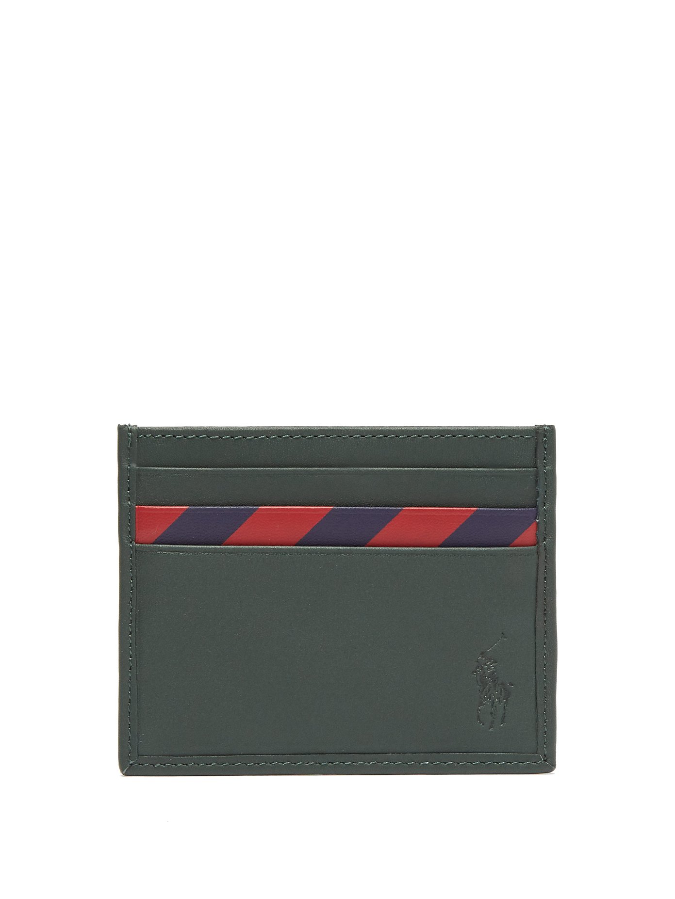 Striped panel leather cardholder | Polo 