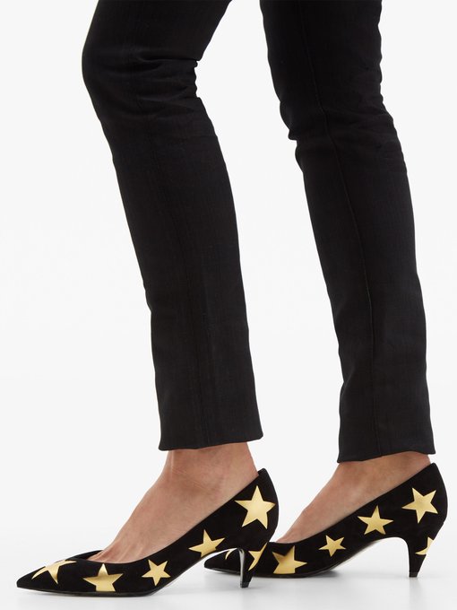 Charlotte star leather and suede pumps 