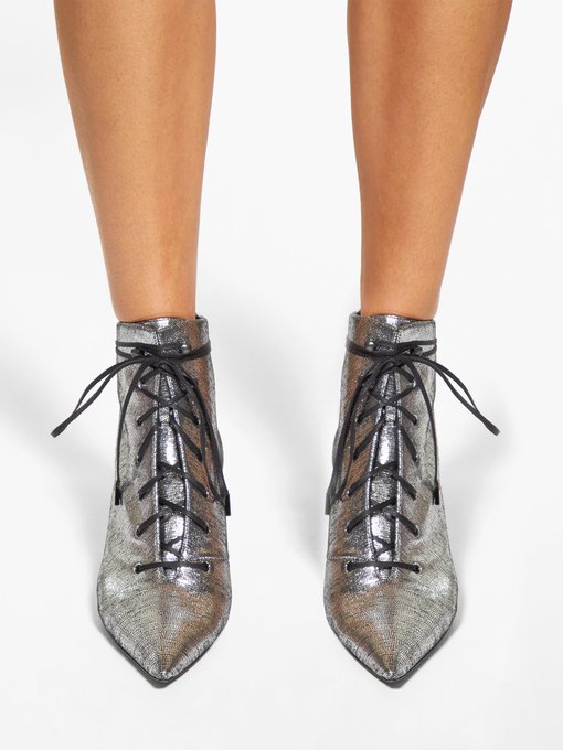 metallic-leather ankle boots 