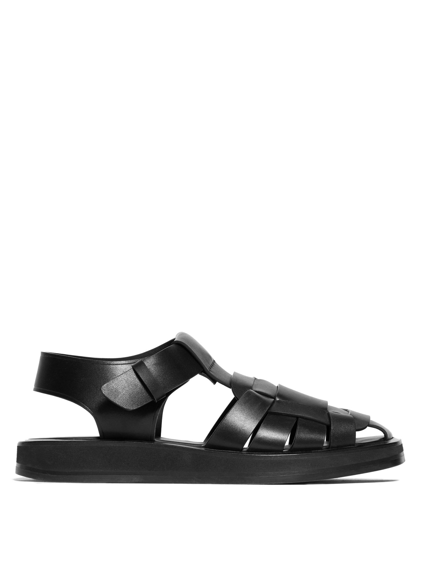 caged leather sandals