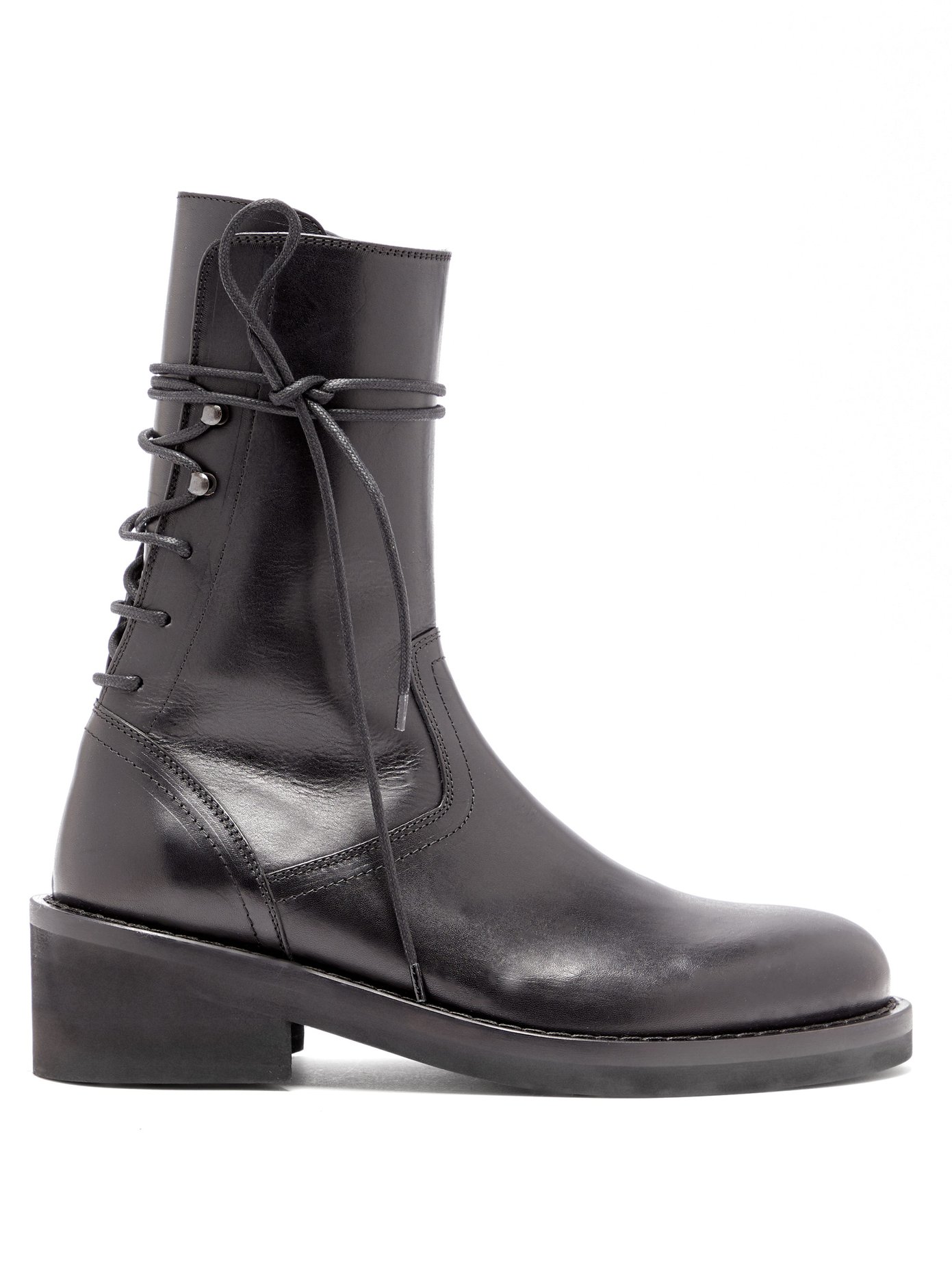 leather ankle boots with laces