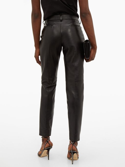 leather tapered pants