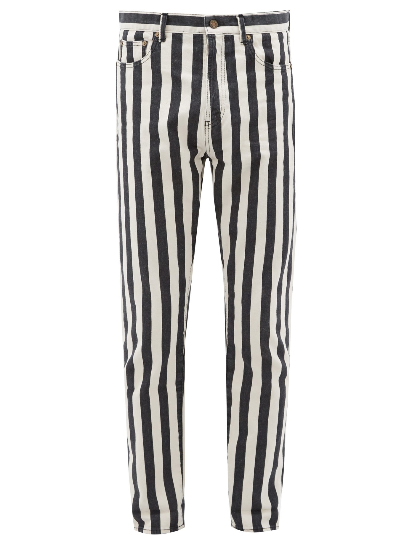 black and white striped high waisted jeans