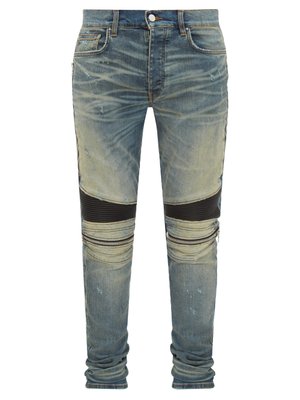 MX2 leather-panel distressed skinny jeans | Amiri | MATCHESFASHION US