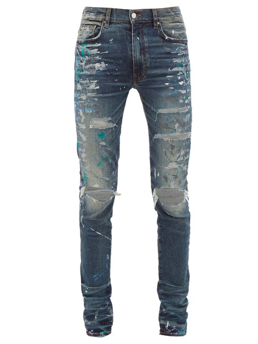 amiri paint splatter jeans black