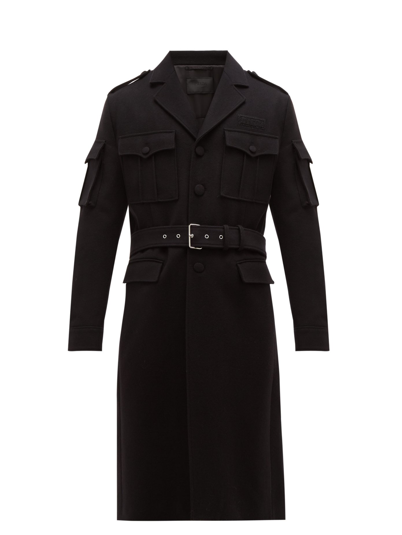 Belted wool military coat | Prada 