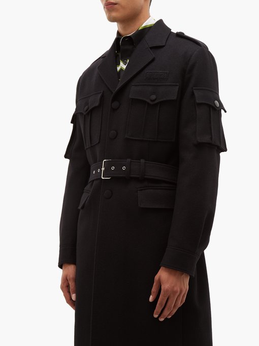 Belted wool military coat | Prada 