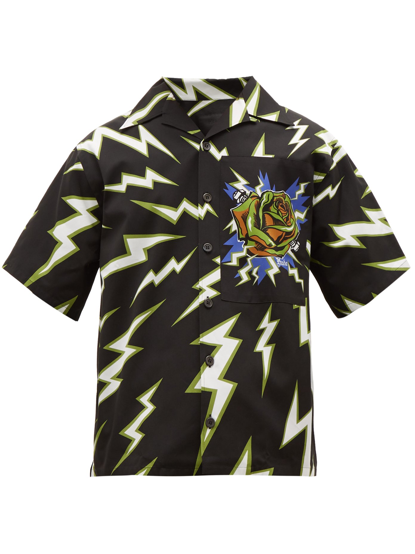 Lightning bolt-print cotton-twill shirt 