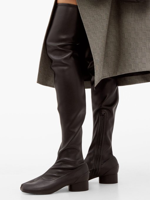 Tabi split-toe over-the-knee leather boots | Maison Margiela ...