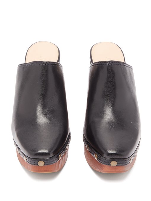 leather clogs and mules