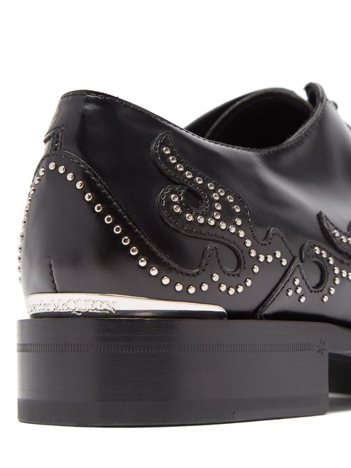 Stud flame leather Oxford shoes 