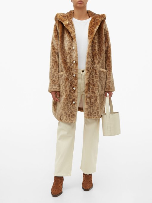 Gloria leopard-print faux-fur hooded 