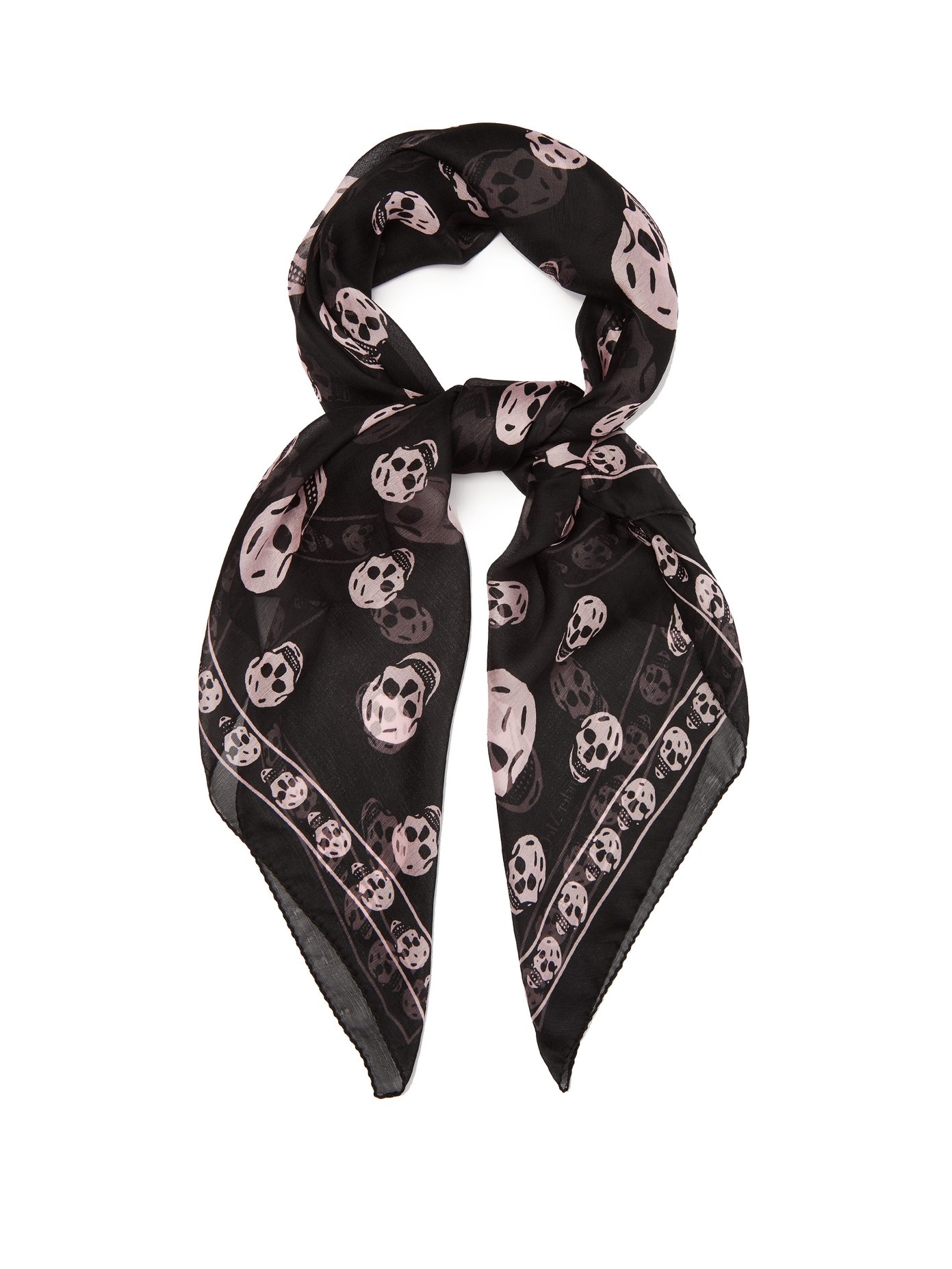alexander mcqueen silk chiffon skull scarf
