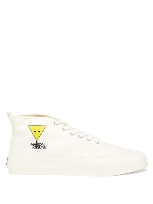 maison kitsune white canvas sneakers