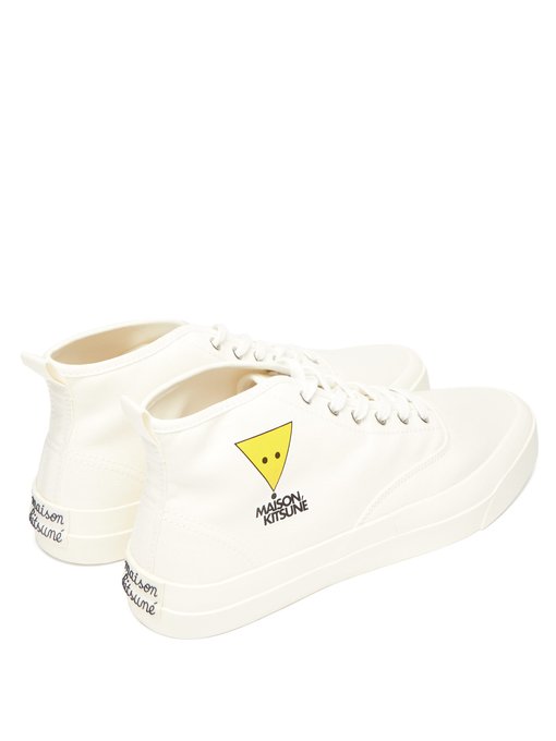 maison kitsune white canvas sneakers