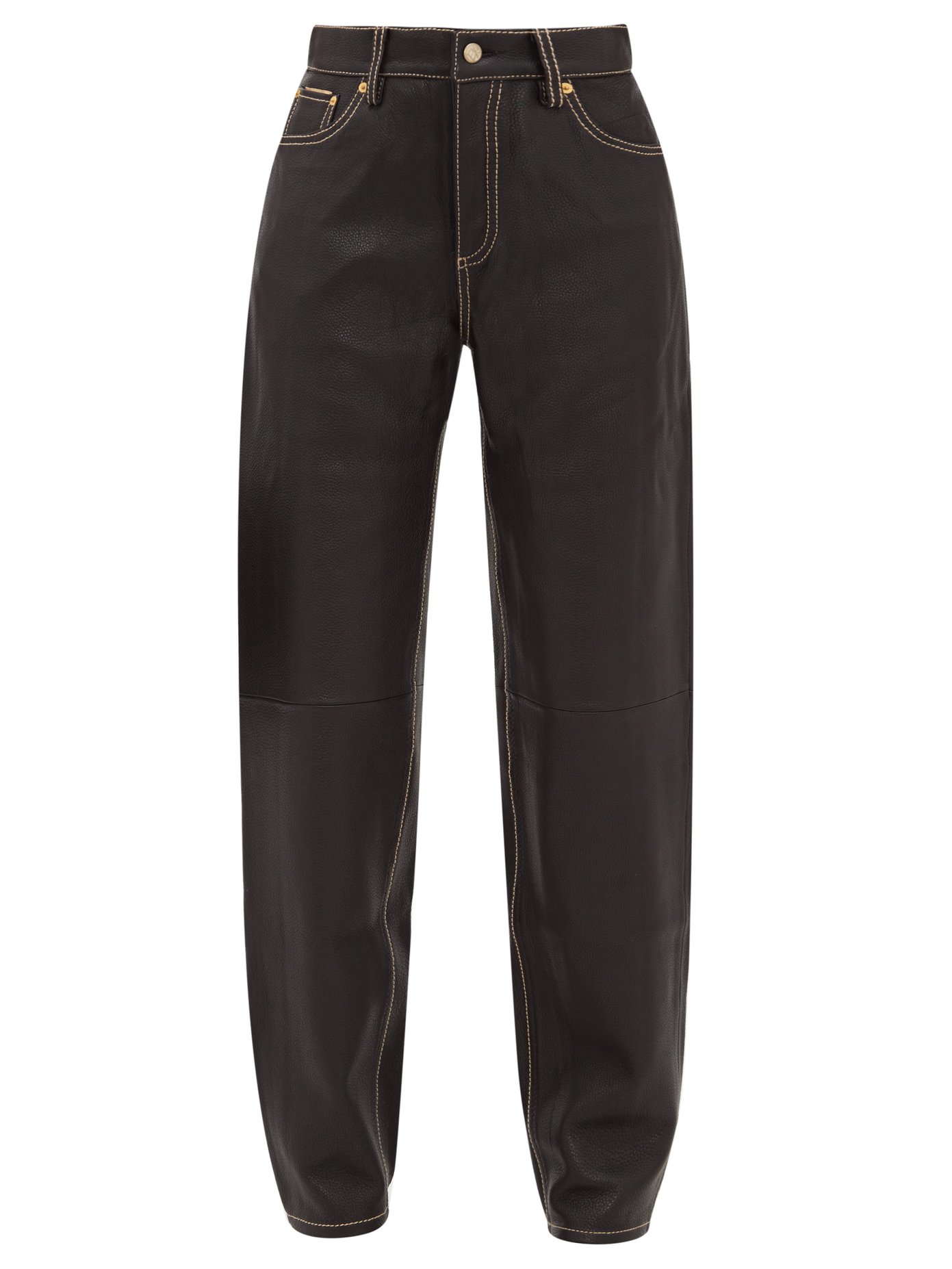Benz leather straight-leg trousers 