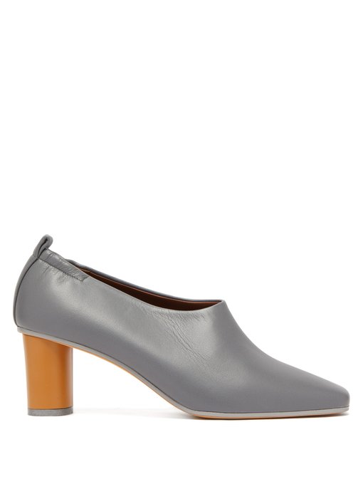 Micol block-heel leather pumps | Gray 