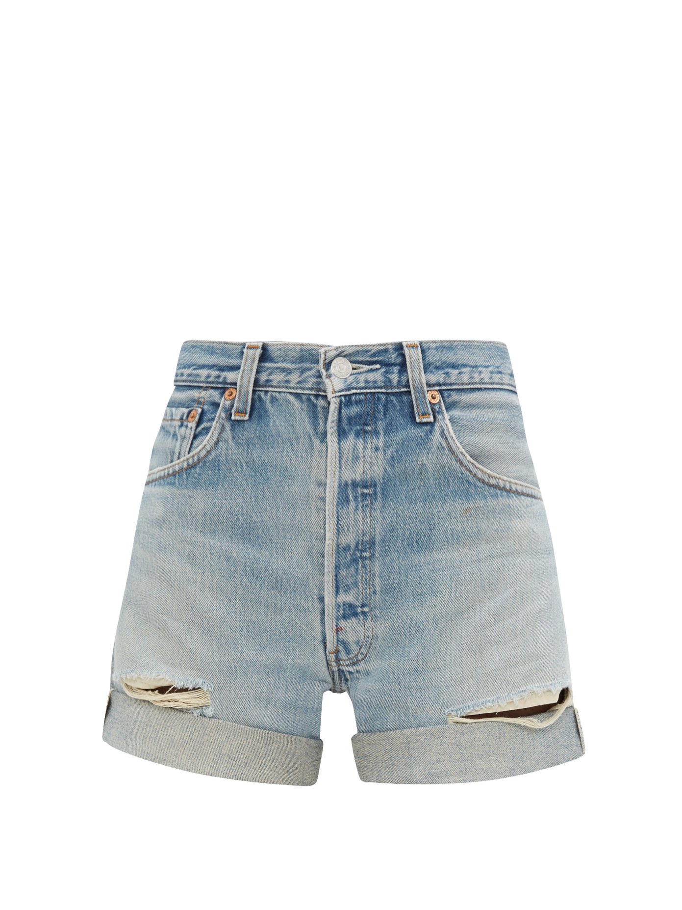 levi distressed jean shorts