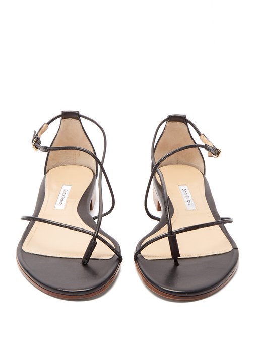 heeled leather sandals with thin straps