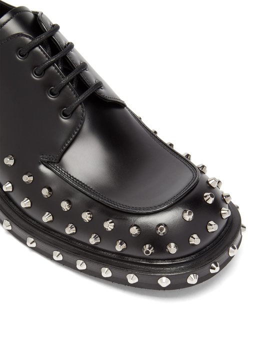 Studded Leather Derby Shoes Prada Matchesfashion Us