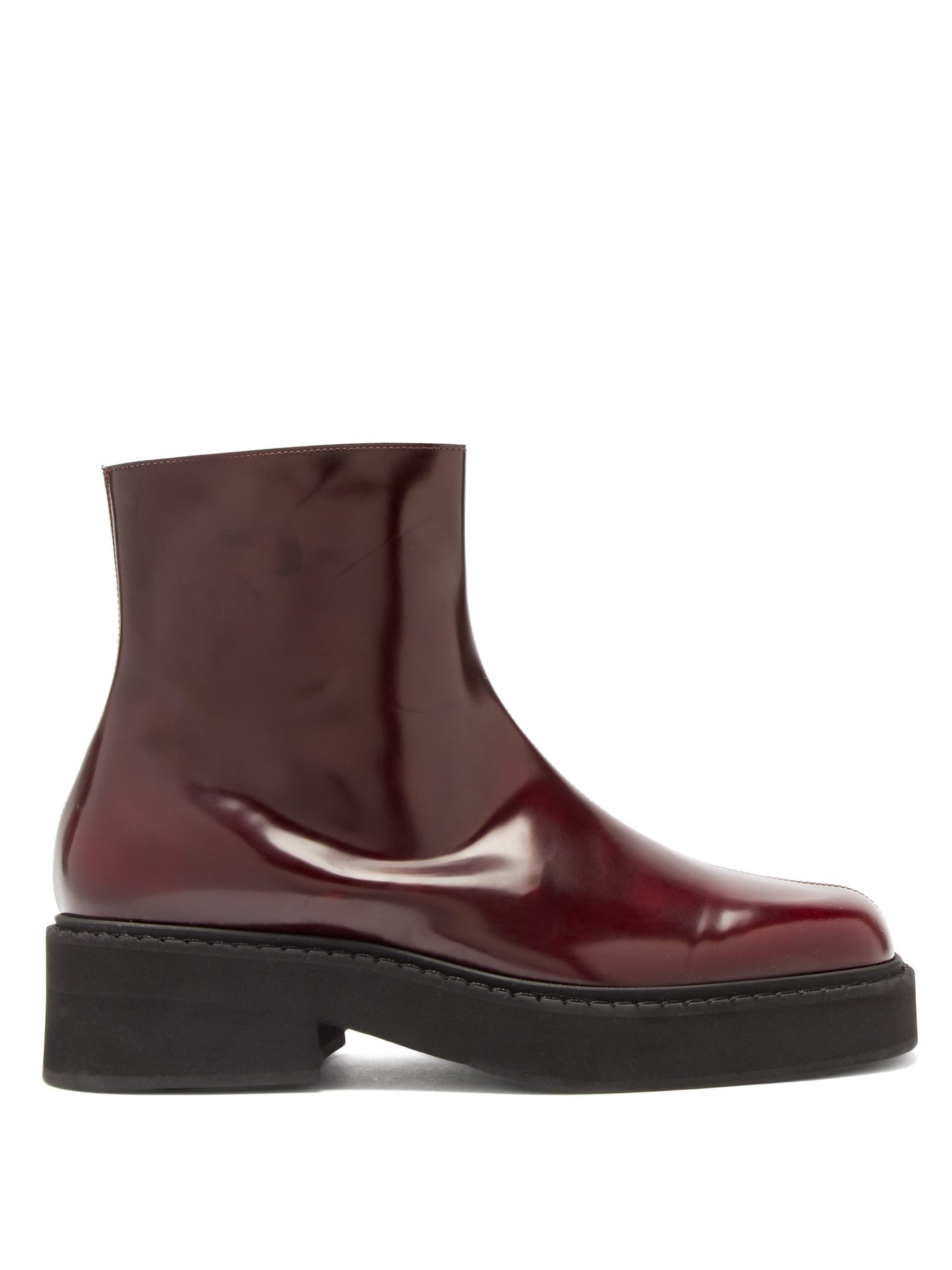 burgundy leather ankle boots uk