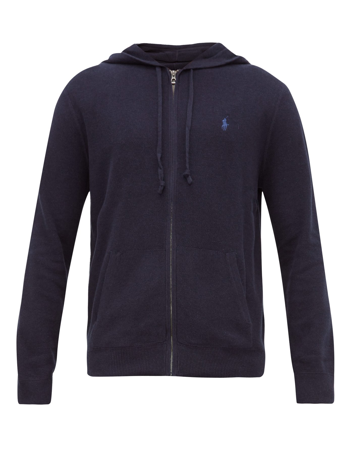 polo ralph lauren zipped logo hooded sweatshirt