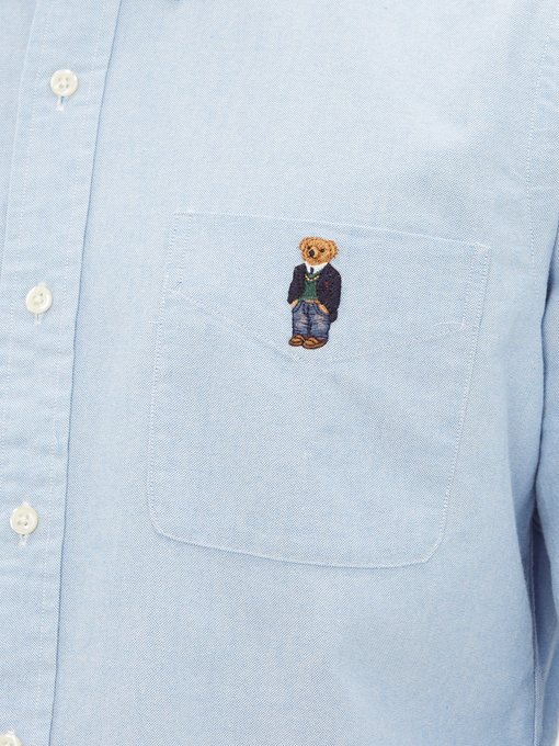 Polo Bear-embroidered cotton-oxford 