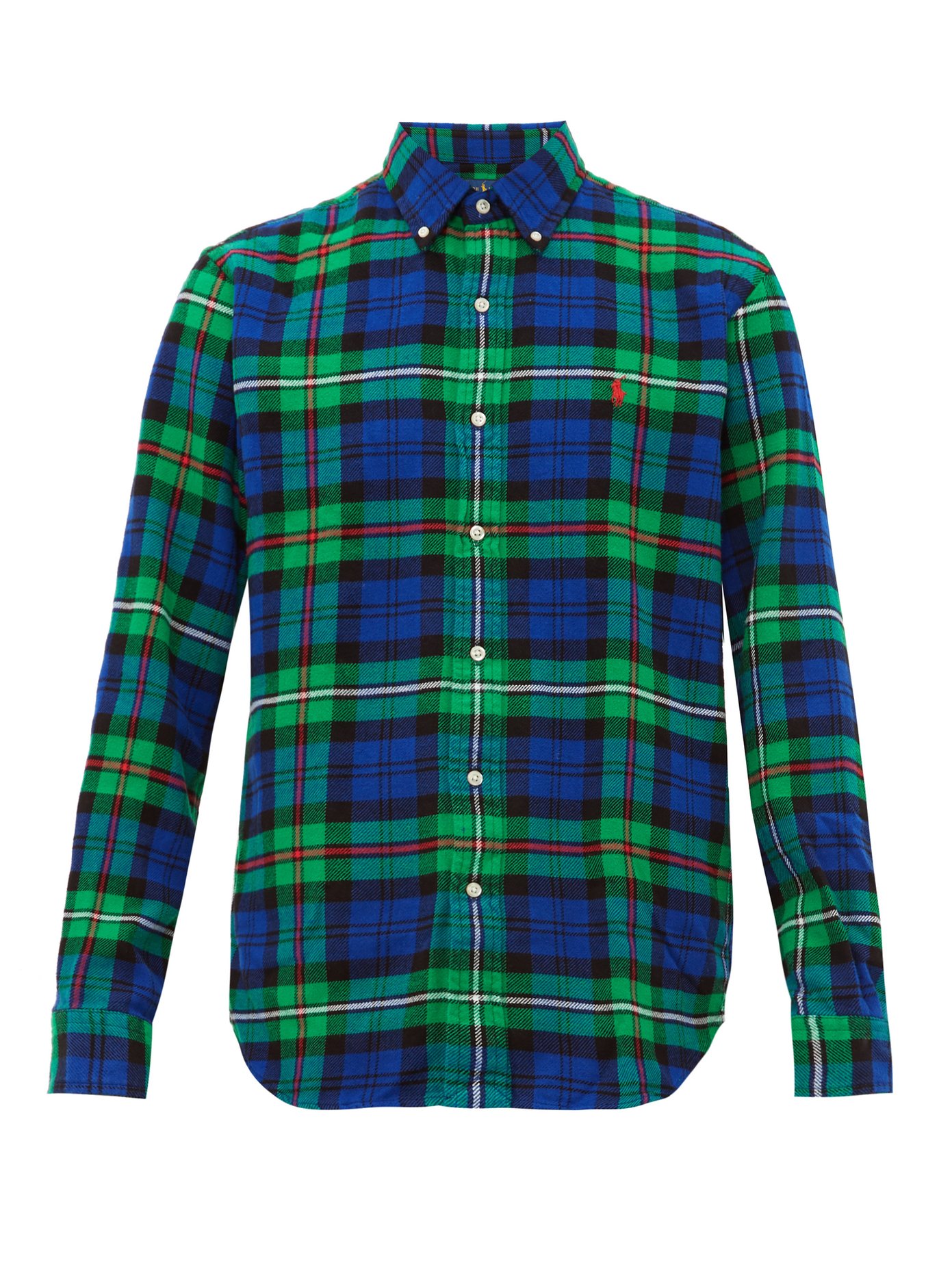 Custom-fit checked cotton-flannel shirt 