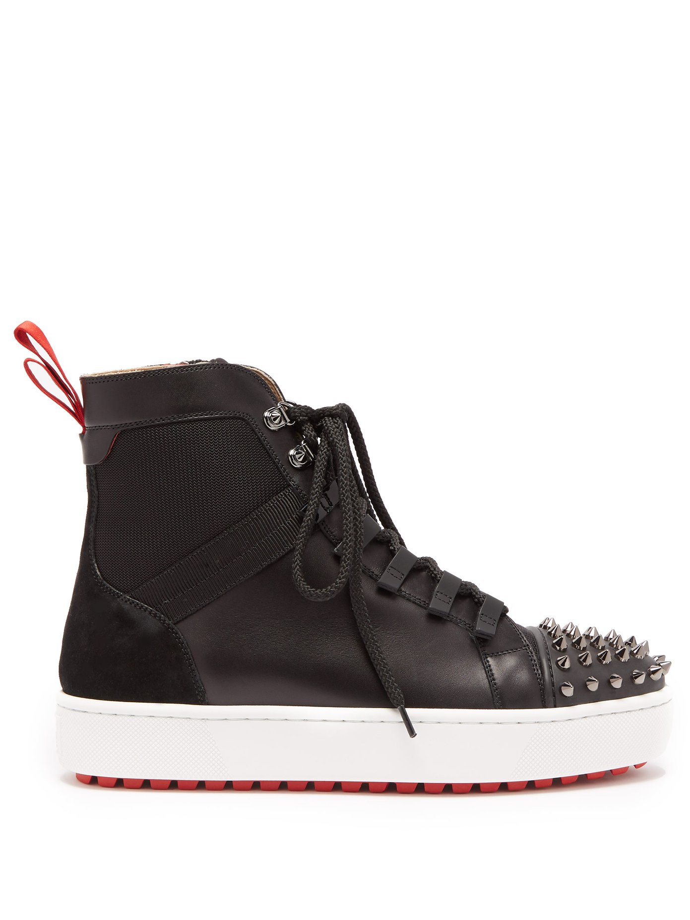 Smartic Spike High Top Leather Trainers Christian Louboutin Matchesfashion Uk