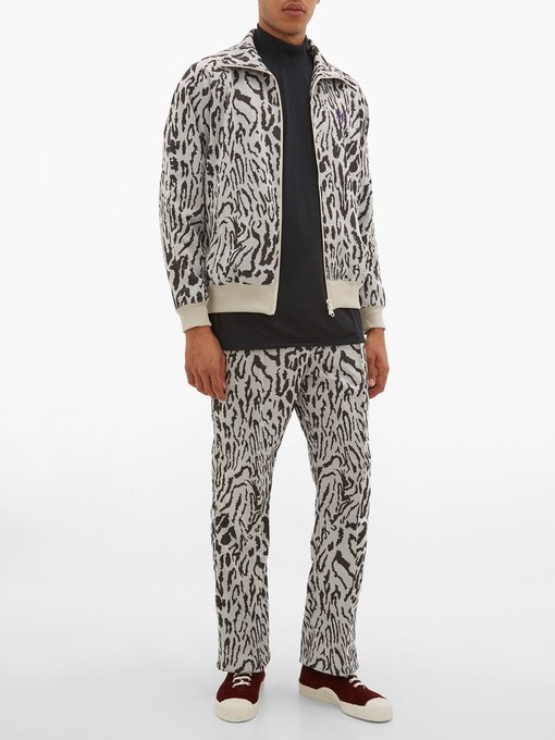 Leopard-print cotton-blend track jacket 