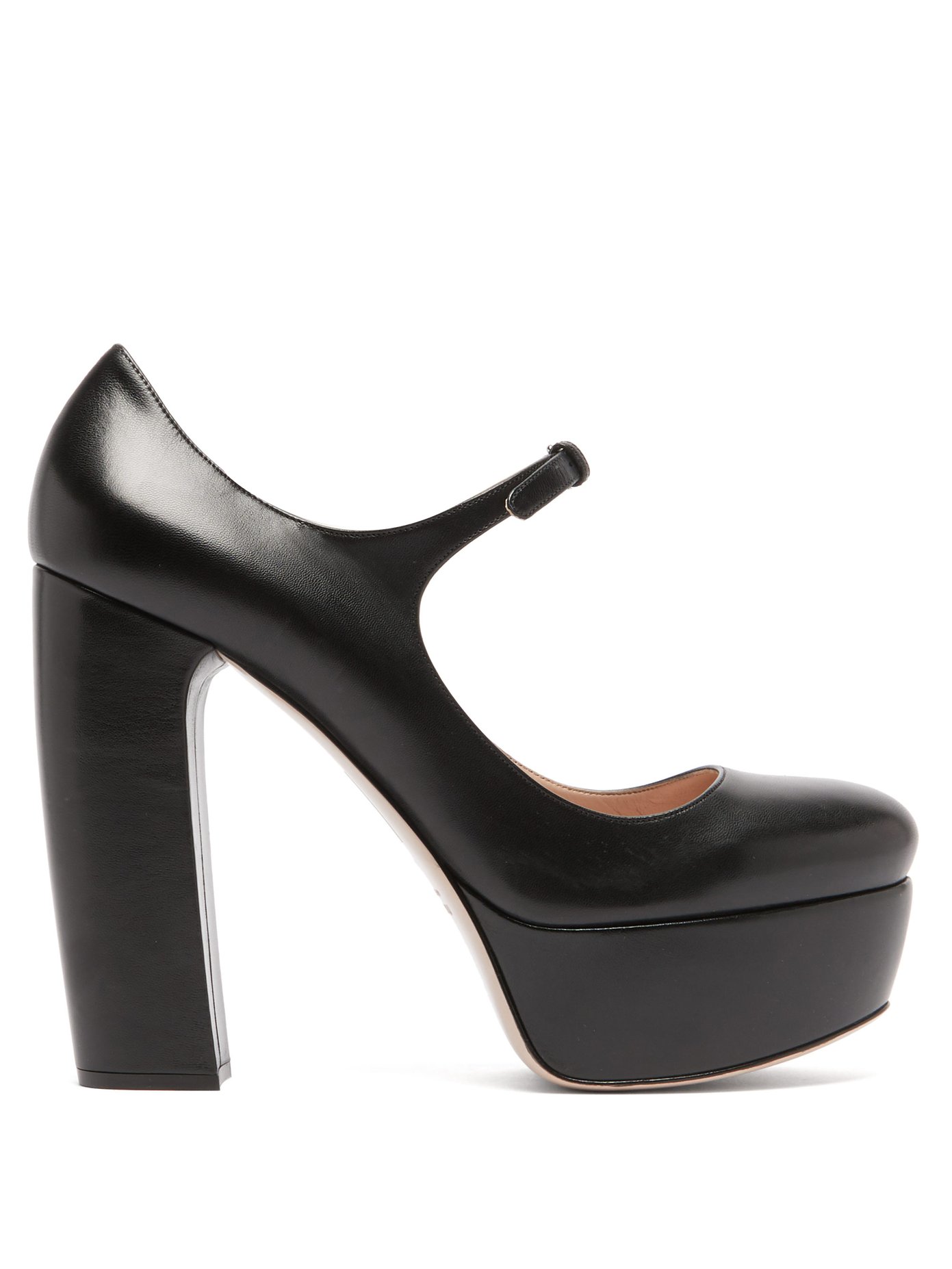 black leather mary jane pumps