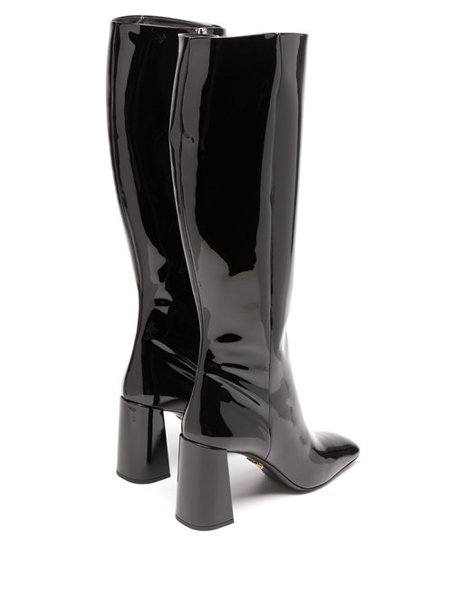 Square-toe knee-high patent-leather 