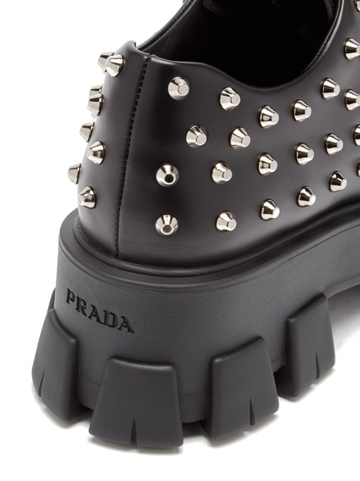 Studded Leather Derby Shoes Prada Matchesfashion Us