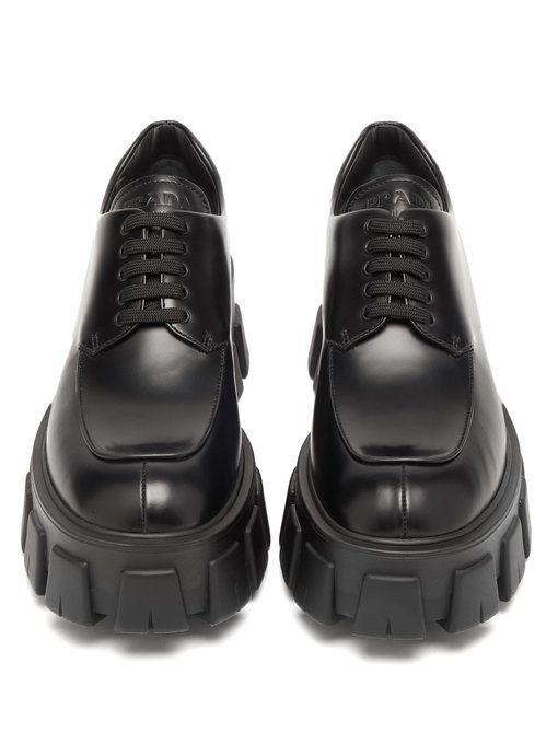 prada brushed leather derby shoes