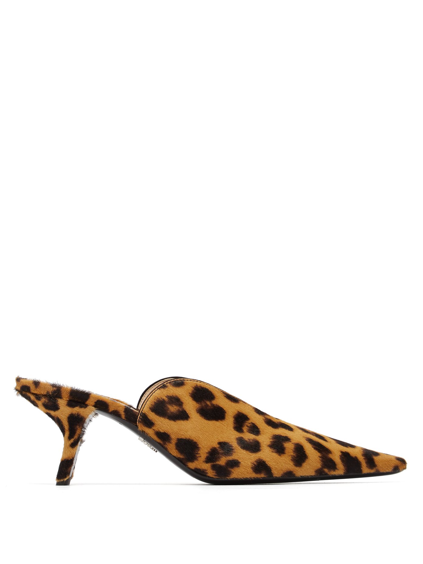 Leopard-print calf-hair mules | Prada 