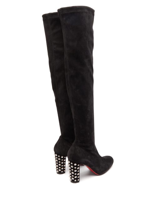 black suede stretch boots